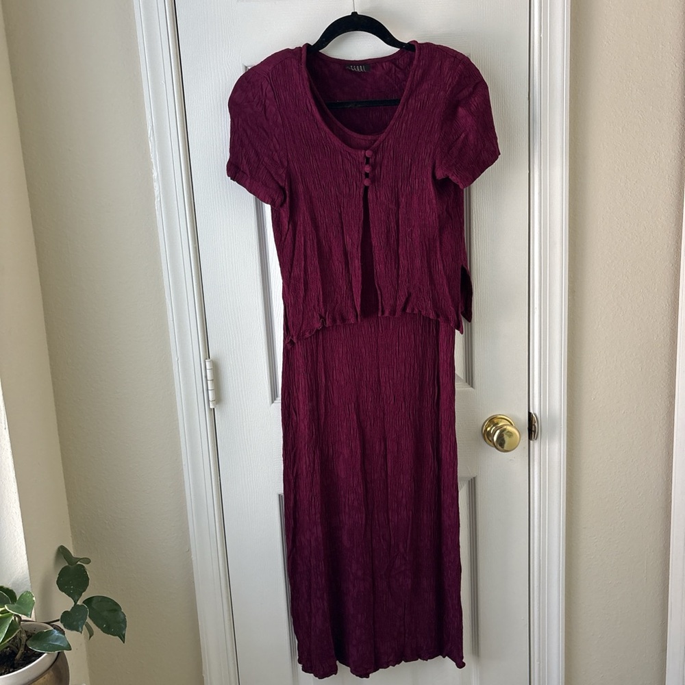 Vintage Burgundy Women's Dress Set